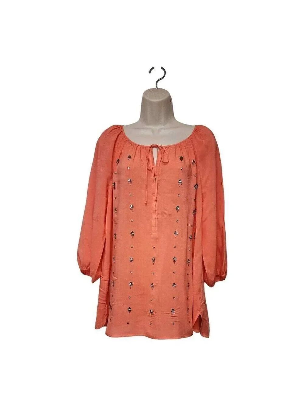 JCP JPPenny Round Neck Semi-Sheer Embellished Long Balloon Sleeve Color … - Picture 2 of 10